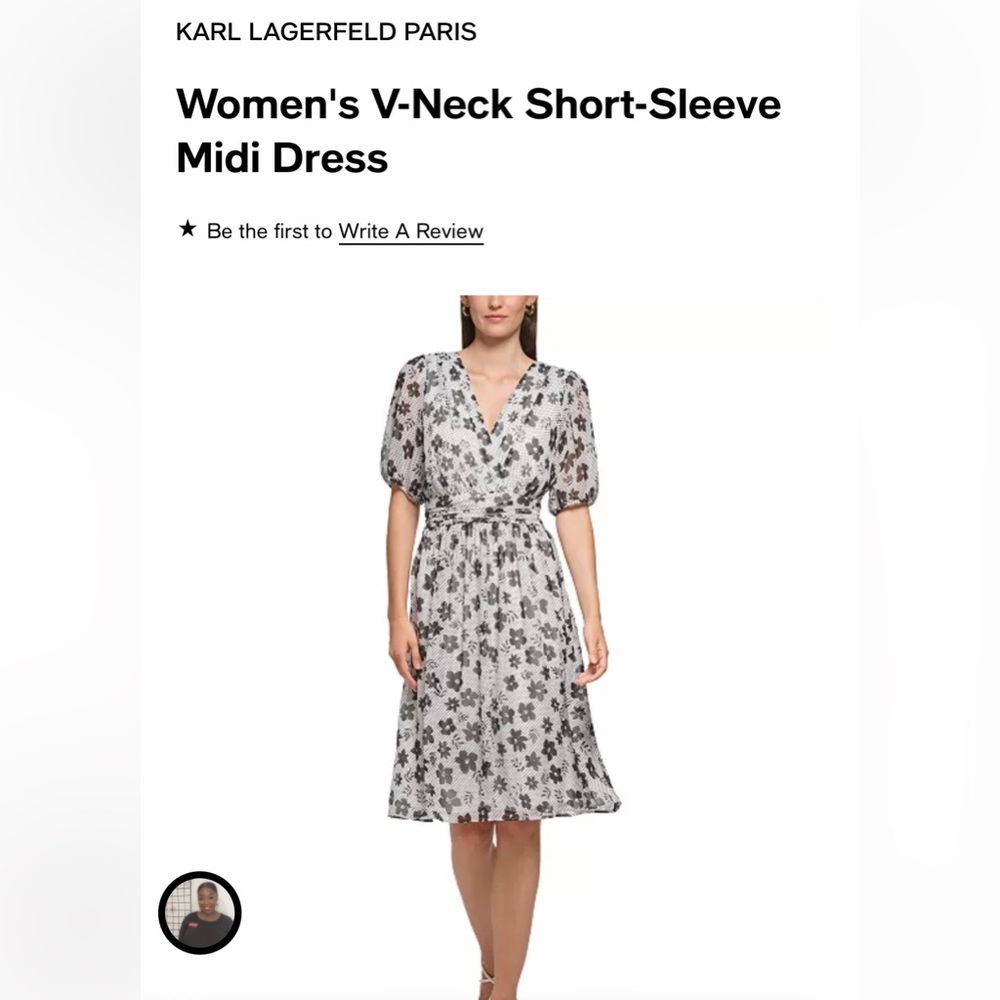 KARL LAGERFELD PARIS
Women's V-Neck Short-Sleeve Midi Dress